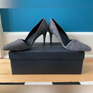 EUC Rebecca Minkoff Brie grey suede d’orsay heels, sz 7